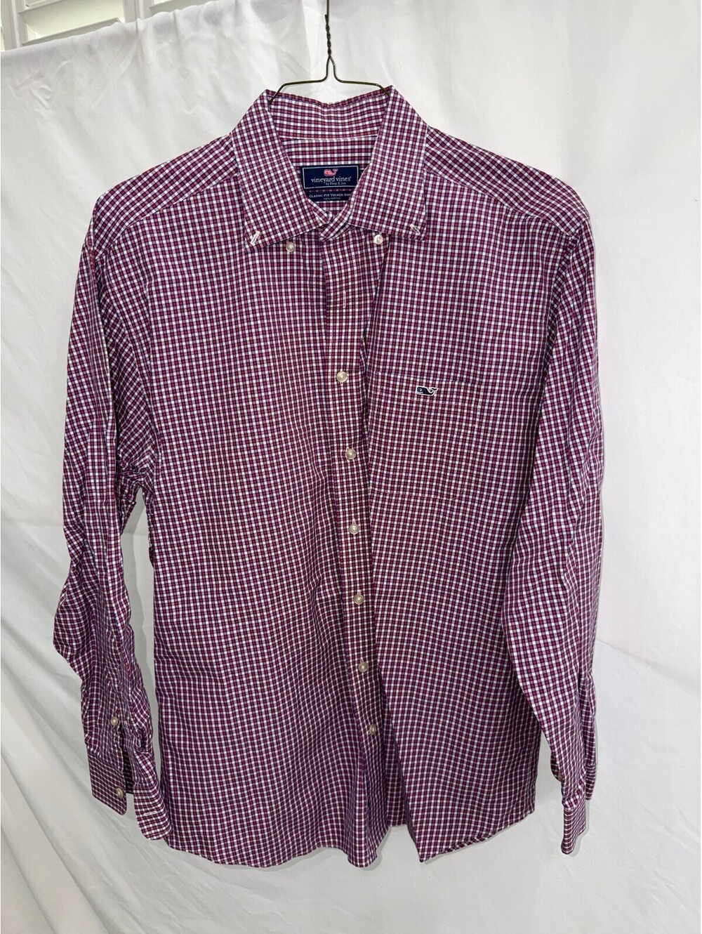 Vineyard Vines red blue check button shirt